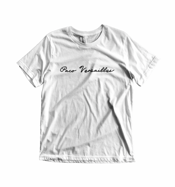 Paco Versailles – White T-shirt w/ Black Handwritten Logo